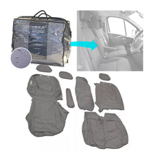 Load image into Gallery viewer, Nissan Primastar Front 1+2 Fully Tailored Waterproof Seat Covers Grey MY 22+ - Solid Base &amp; Split Backrest
